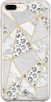 Casimoda iPhone 8 Plus/7 Plus siliconen telefoonhoesje - Stone & leopard print Bruin/beige