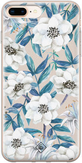 Casimoda iPhone 8 Plus/7 Plus siliconen telefoonhoesje - Touch of flowers Blauw