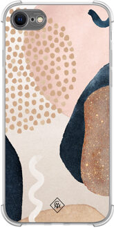 Casimoda iPhone SE (2020/2022) / 8 / 7 shockproof hoesje - Abstract dots Bruin/beige