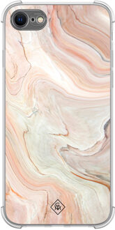 Casimoda iPhone SE (2020/2022) / 8 / 7 shockproof hoesje - Marmer waves Bruin/beige
