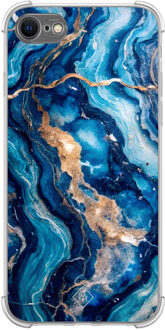 Casimoda iPhone SE (2020/2022) / 8 / 7 shockproof hoesje - Ocean marble Blauw, Goudkleurig