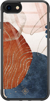 Casimoda iPhone SE 2020 glazen hardcase - Abstract terracotta Multi