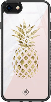 Casimoda iPhone SE 2020 glazen hardcase - Ananas Roze