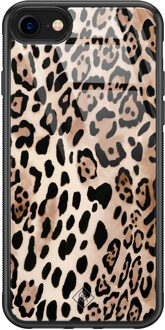 Casimoda iPhone SE 2020 glazen hardcase - Golden wildcat Bruin/beige
