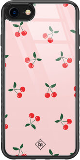 Casimoda iPhone SE 2020 glazen hardcase - Kersjes Roze
