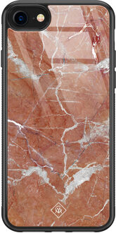 Casimoda iPhone SE 2020 glazen hardcase - Marble sunkissed Rood