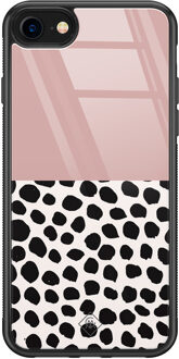 Casimoda iPhone SE 2020 glazen hardcase - Pink dots Roze