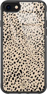 Casimoda iPhone SE 2020 glazen hardcase - Spot on Bruin/beige
