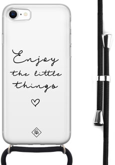 Casimoda iPhone SE 2020 hoesje met koord - Enjoy life Wit