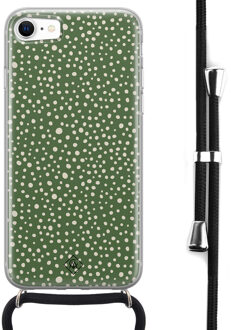 Casimoda iPhone SE 2020 hoesje met koord - Green dots Groen