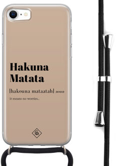 Casimoda iPhone SE 2020 hoesje met koord - Hakuna matata Bruin/beige