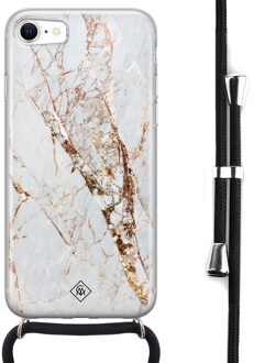 Casimoda iPhone SE 2020 hoesje met koord - Marmer goud Goudkleurig