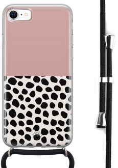 Casimoda iPhone SE 2020 hoesje met koord - Pink dots Roze