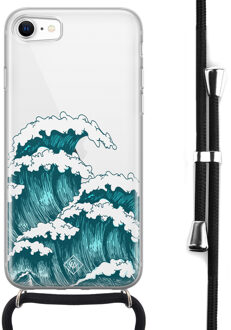 Casimoda iPhone SE 2020 hoesje met koord - Wave Blauw
