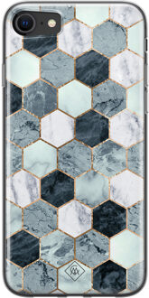 Casimoda iPhone SE 2020 siliconen hoesje - Blue cubes Blauw