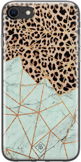 Casimoda iPhone SE 2020 siliconen hoesje - Luipaard marmer mint Bruin/beige, Mint