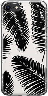 Casimoda iPhone SE 2020 siliconen telefoonhoesje - Palm leaves silhouette Zwart