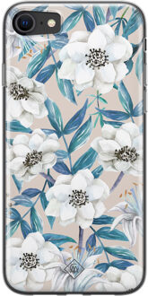 Casimoda iPhone SE 2020 siliconen telefoonhoesje - Touch of flowers Blauw