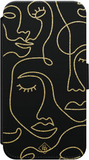 Casimoda iPhone X/XS flipcase - Abstract faces Zwart