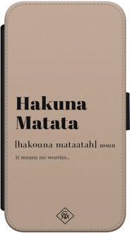 Casimoda iPhone X/XS flipcase - Hakuna Matata Bruin/beige