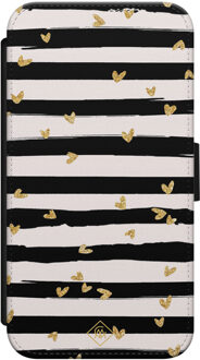 Casimoda iPhone X/XS flipcase - Hart streepjes Zwart