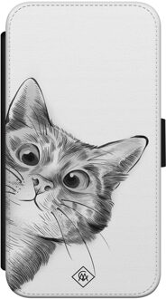 Casimoda iPhone X/XS flipcase - Kat kiekeboe Grijs/zilverkleurig