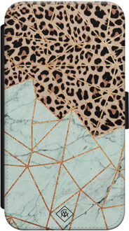 Casimoda iPhone X/XS flipcase - Luipaard marmer mint Multi