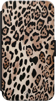 Casimoda iPhone X/XS flipcase - Luipaard print Bruin/beige