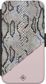 Casimoda iPhone X/XS flipcase - Snake print roze