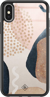 Casimoda iPhone X/XS glazen hardcase - Abstract dots Geel