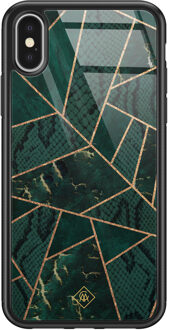 Casimoda iPhone X/XS glazen hardcase - Abstract groen