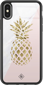 Casimoda iPhone X/XS glazen hardcase - Ananas Roze