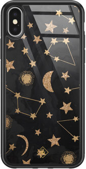 Casimoda iPhone X/XS glazen hardcase - Counting the stars Goudkleurig