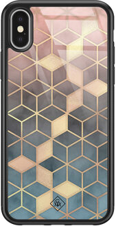Casimoda iPhone X/XS glazen hardcase - Cubes art Multi