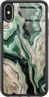 Casimoda iPhone X/XS glazen hardcase - Green waves Groen