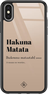 Casimoda iPhone X/XS glazen hardcase - Hakuna Matata Bruin/beige