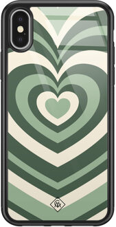 Casimoda iPhone X/XS glazen hardcase - Hart swirl groen