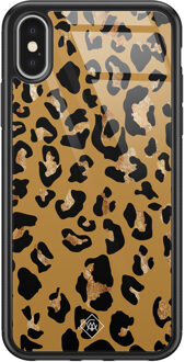 Casimoda iPhone X/XS glazen hardcase - Jungle wildcat Bruin/beige