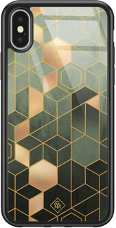 Casimoda iPhone X/XS glazen hardcase - Kubus groen