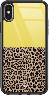 Casimoda iPhone X/XS glazen hardcase - Luipaard geel