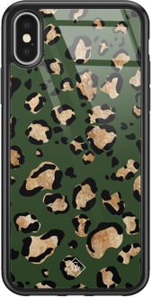 Casimoda iPhone X/XS glazen hardcase - Luipaard groen