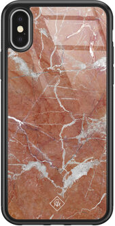 Casimoda iPhone X/XS glazen hardcase - Marble sunkissed Rood