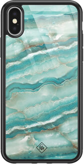 Casimoda iPhone X/XS glazen hardcase - Marmer azuurblauw