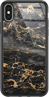 Casimoda iPhone X/XS glazen hardcase - Marmer grijs brons Grijs/zilverkleurig