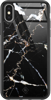 Casimoda iPhone X/XS glazen hardcase - Marmer zwart