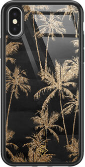 Casimoda iPhone X/XS glazen hardcase - Palmbomen Zwart, Goudkleurig