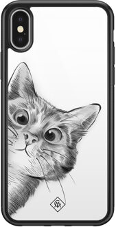 Casimoda iPhone X/XS glazen hardcase - Peekaboo Wit