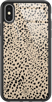 Casimoda iPhone X/XS glazen hardcase - Spot on Bruin/beige