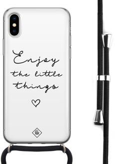 Casimoda iPhone X/XS hoesje met koord - Enjoy life Wit