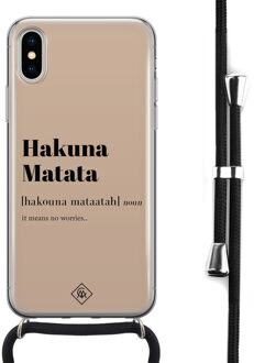 Casimoda iPhone X/XS hoesje met koord - Hakuna matata Bruin/beige